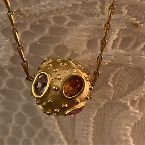 Diving bell charm gold tone and rhinestones necklace costume jewelry